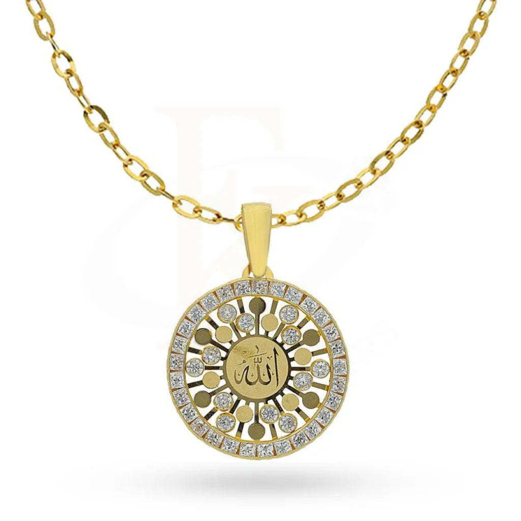 Ladies necklaces relic radiance -Gold Round Shaped Allah Necklace 18KT - FKJNKL1990