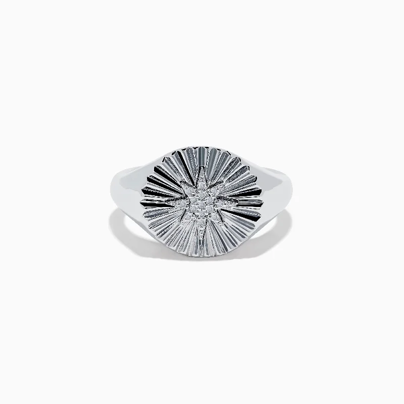 ladies rings polished-925 Sterling Silver Diamond Star Ring