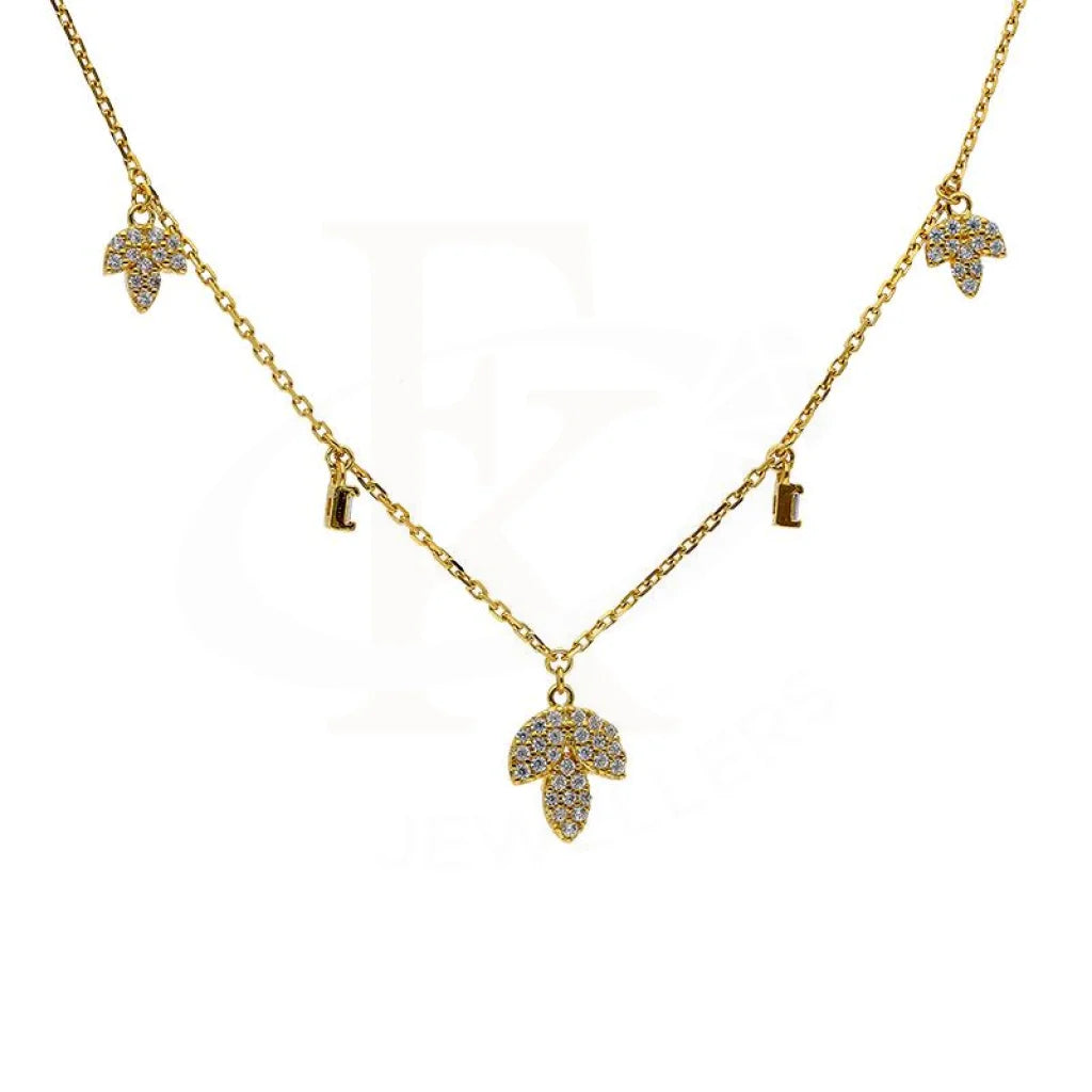 Ladies necklaces labradorite glow -Sterling Silver 925 Gold Plated Leaf Shaped Necklace - FKJNKLSL2920