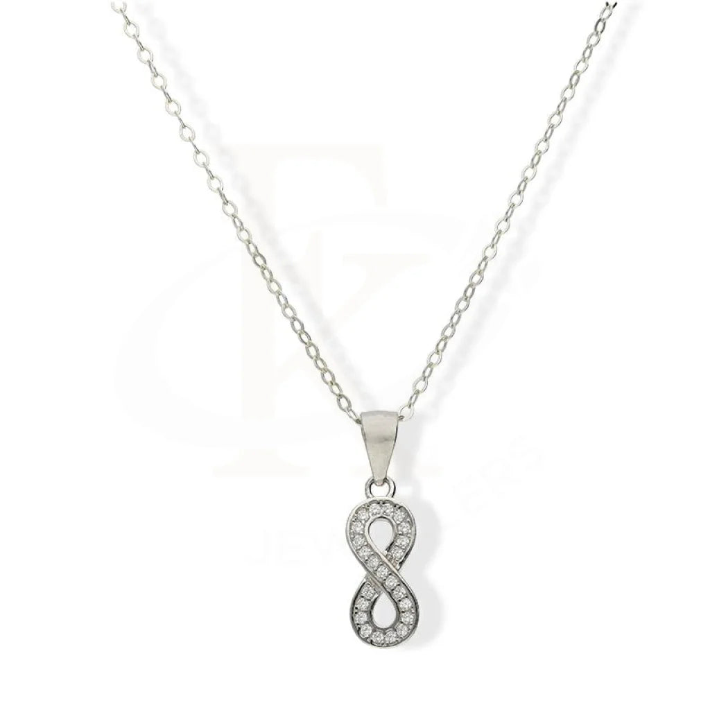 Ladies necklaces mate charm -Sterling Silver 925 Necklace (Chain With Infinity Pendant) - FKJNKLSL3064