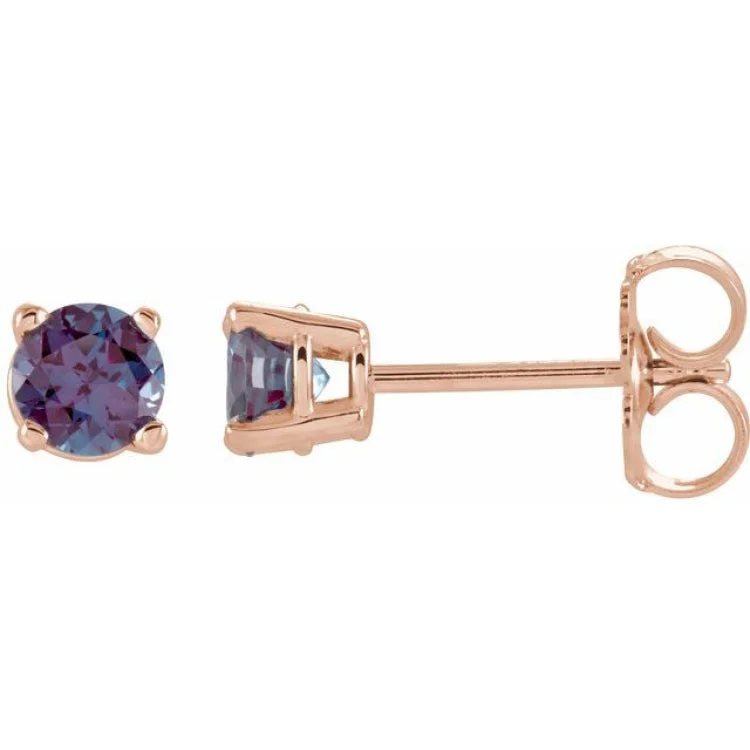 ladies earrings timeless-14K Rose 2.5 mm Lab-Grown Alexandrite Stud Earrings