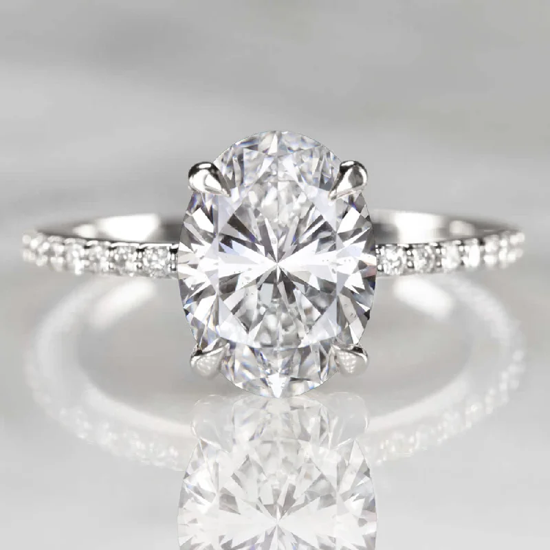 matching engagement rings -3 CARAT GIA CERTIFIED DIAMOND ENGAGEMENT RING E SI2 OVAL CUT NATURAL WHITE GOLD