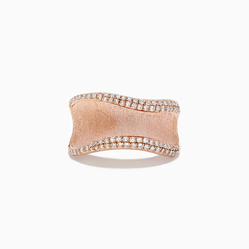 ladies rings sizes-Pave Rose 14k Textured Rose Gold Diamond Ring