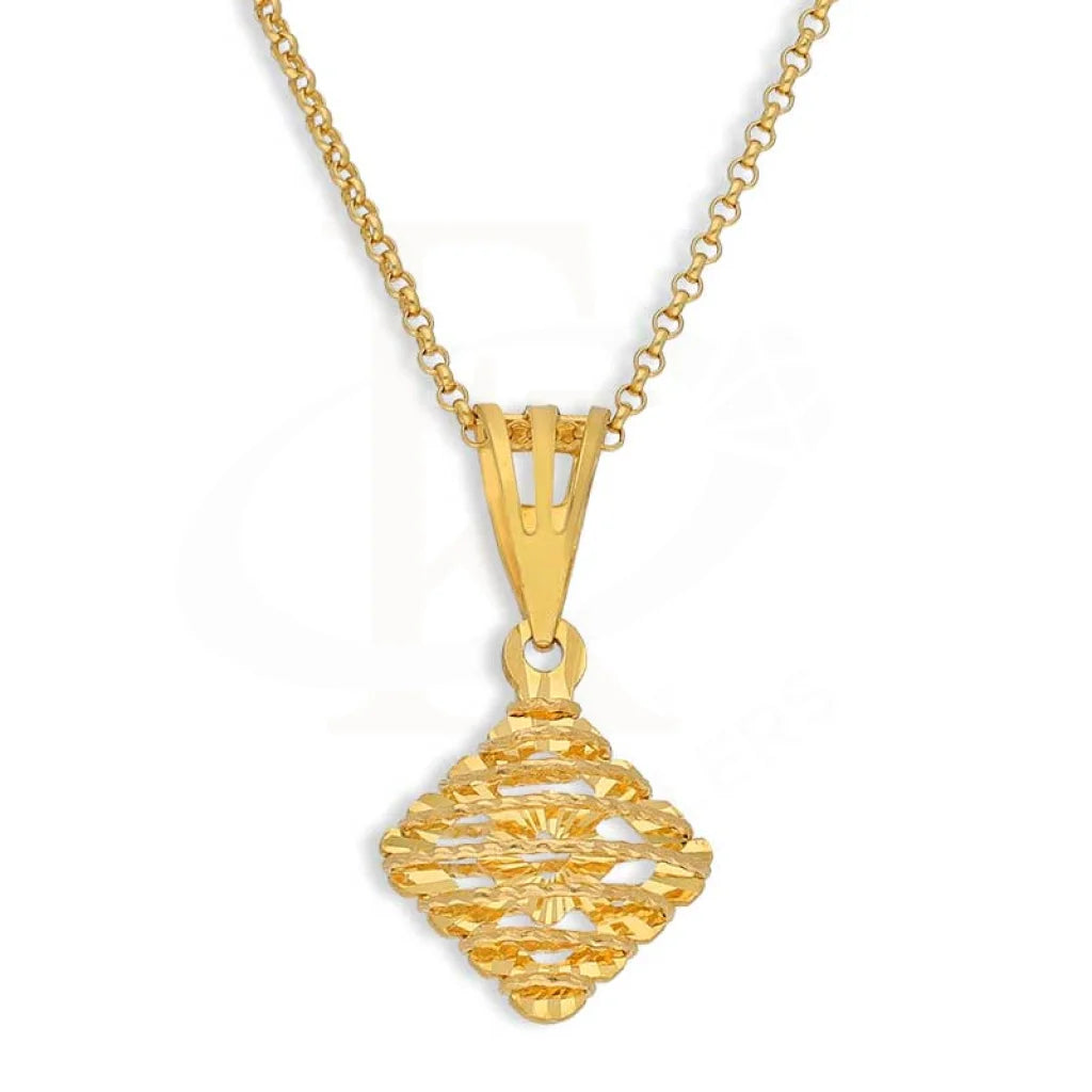 Ladies necklaces fresh modern glow -Gold Necklace (Chain with Rhombus Shaped Pendant) 21KT - FKJNKL21K2861