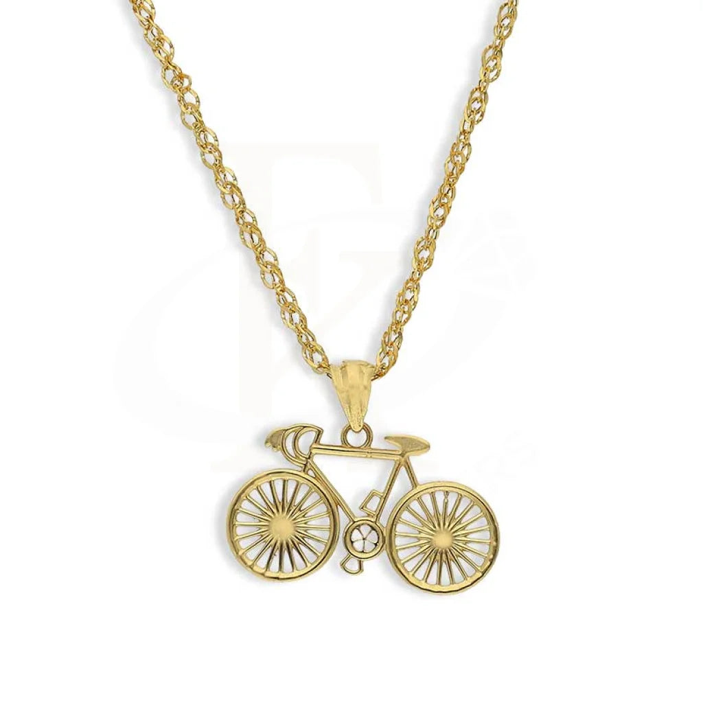 Ladies necklaces round gem chain -Gold Necklace (Chain With Cycle Pendant) 18KT - FKJNKL18K3088