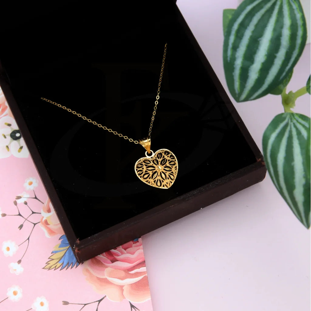 Ladies necklaces zirconia radiance -Gold Hollow Heart Shaped Necklace 21KT - FKJNKL21KM8521