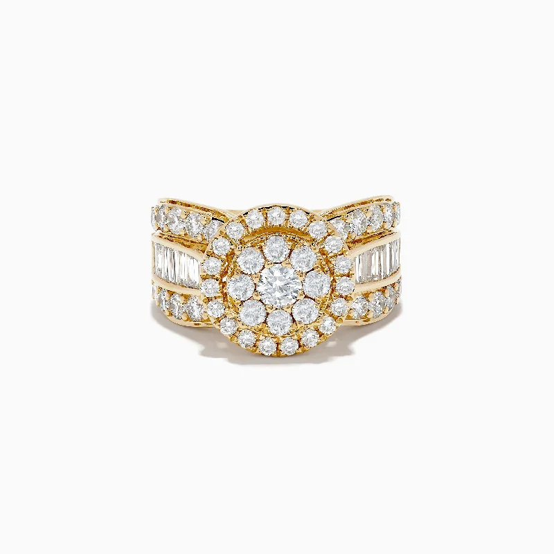 ladies rings heavy-Bouquet 14K Yellow Gold Diamond Cluster Ring 2.51 TCW