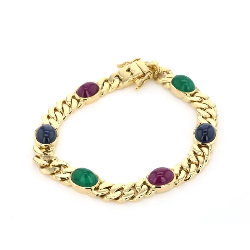 Ladies bracelets hook charm -Emerald, Ruby & Blue Sapphire Bracelet