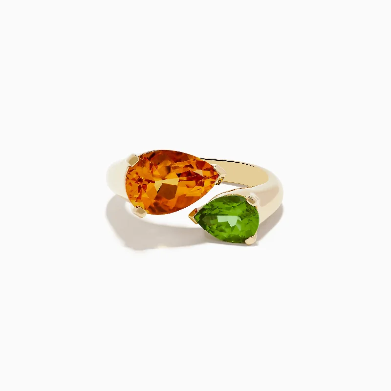 ladies rings tiffany-14k Yellow Gold Citrine and Peridot Toi Et Moi Ring