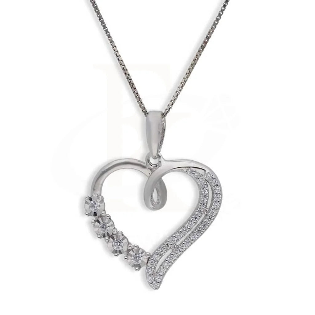 Ladies necklaces crafted beauty -Sterling Silver 925 Necklace (Chain with Heart Pendant) - FKJNKLSL2997