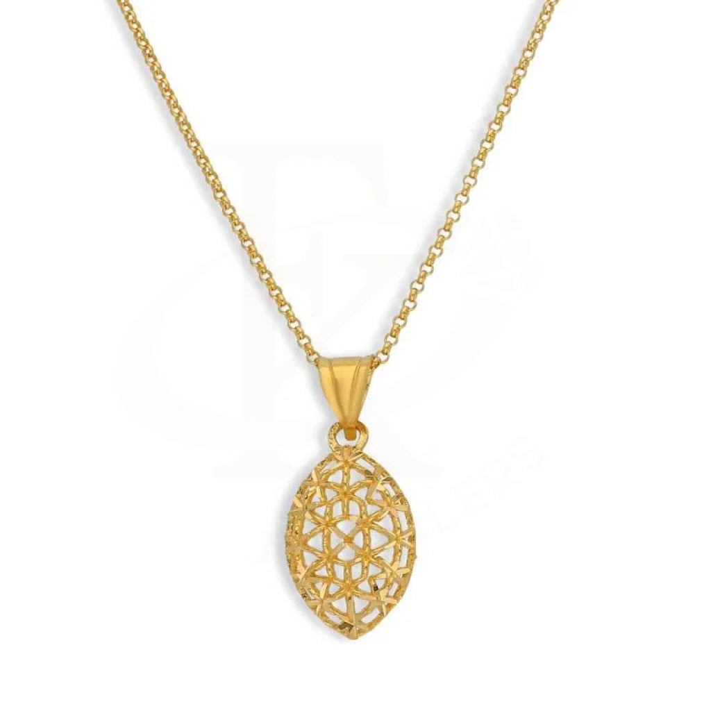 Ladies necklaces bud radiance -Gold Necklace (Chain with Marquise Shaped Pendant) 21KT - FKJNKL21K3075