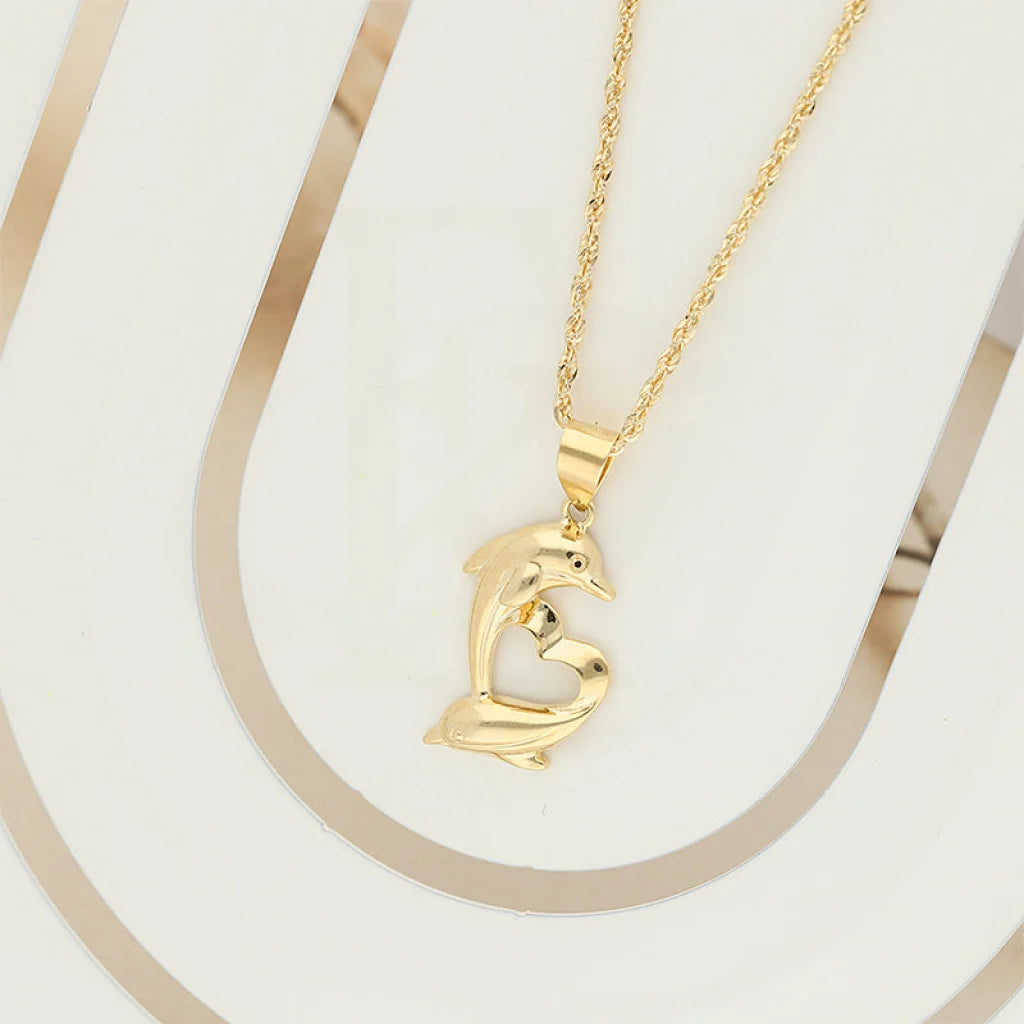 Ladies necklaces fierce radiance -Gold Necklace (Chain With Dolphin Heart Pendant) 18KT - FKJNKL18K5105