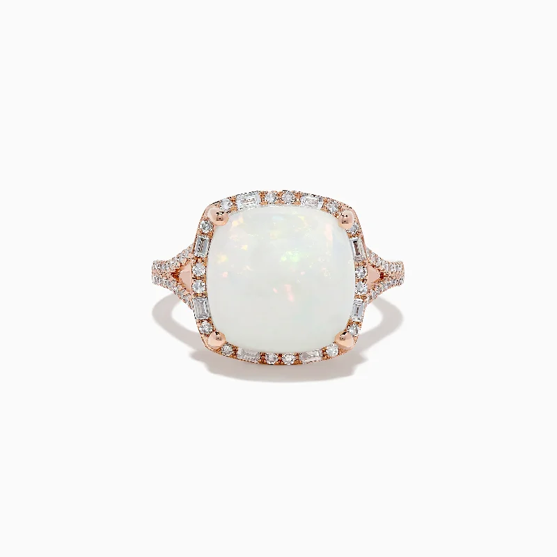 ladies rings christmas-Aurora 14K Rose Gold Opal and Diamond Ring