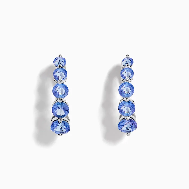 ladies earrings milestone-Nahla Siri Sterling Silver Tanzanite Hoop Earrings