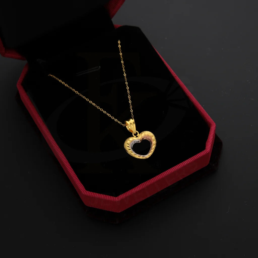 Ladies necklaces toast glow -Gold Necklace (Chain with Hollow Heart Pendant) 21KT - FKJNKL21KM8680