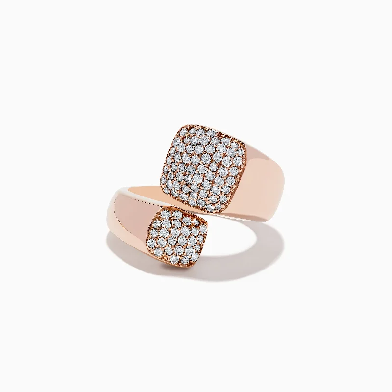 ladies rings tension-Pave Rose 14K Rose Gold Diamond Bipass Ring