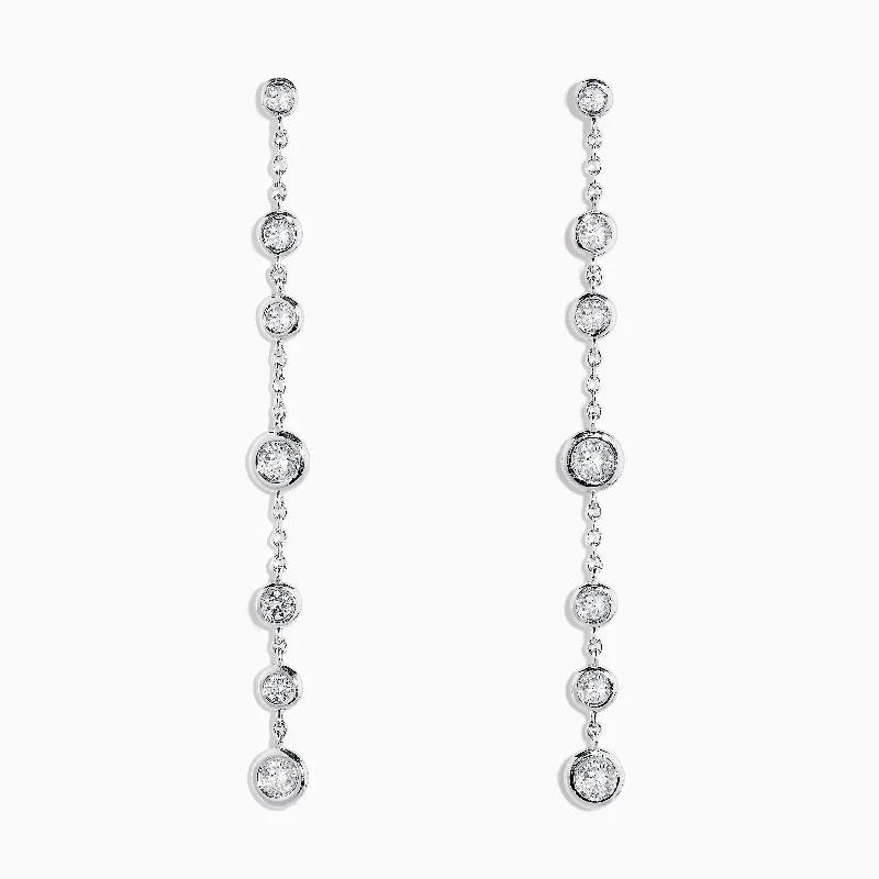 14K White Gold Diamond Stationary Drop Earrings