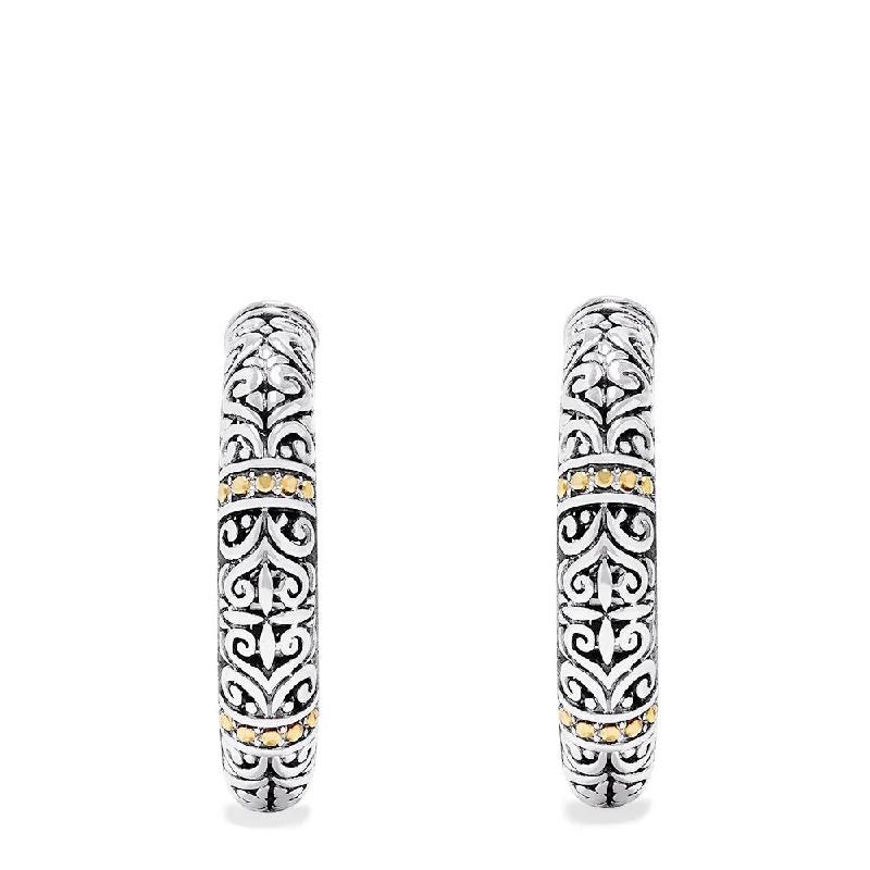 ladies earrings recommendations-925 Sterling Silver and 18K Yellow Gold Accented Hoop Earrings