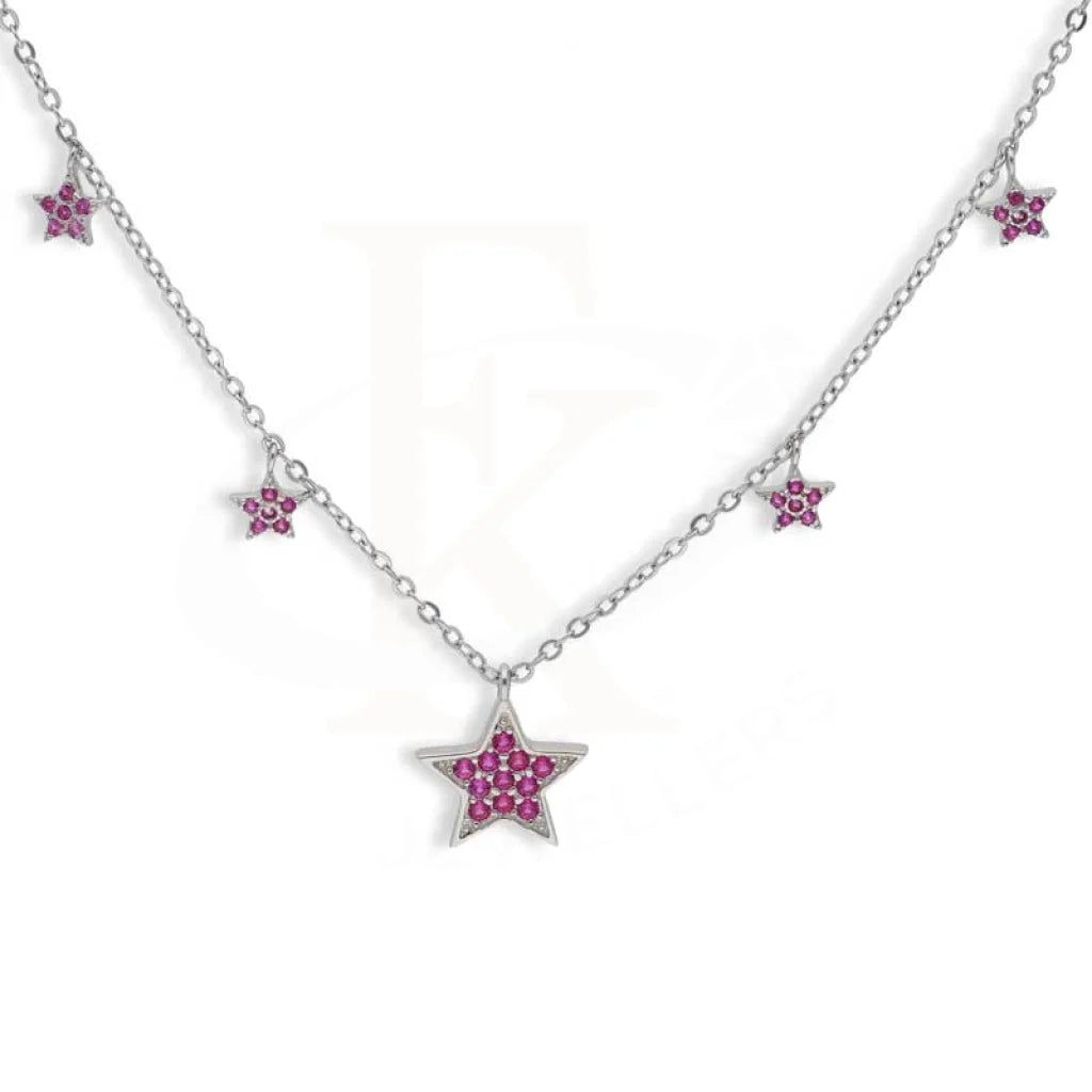 Ladies necklaces pearl elegance -Sterling Silver 925 Stars Shaped Necklace - FKJNKLSL2964