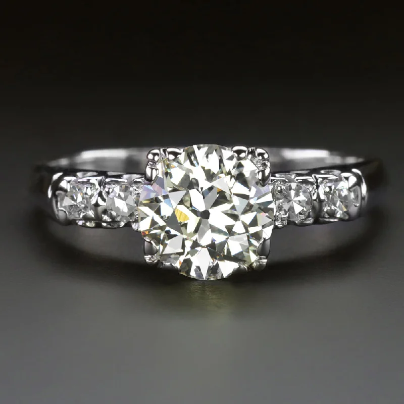 antique engagement rings -1.25 CARAT OLD EUROPEAN CUT DIAMOND ENGAGEMENT RING VINTAGE WHITE GOLD NATURAL