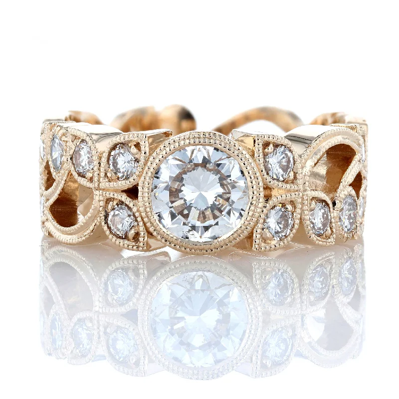 ladies rings timeless-Floral Diamond Ring