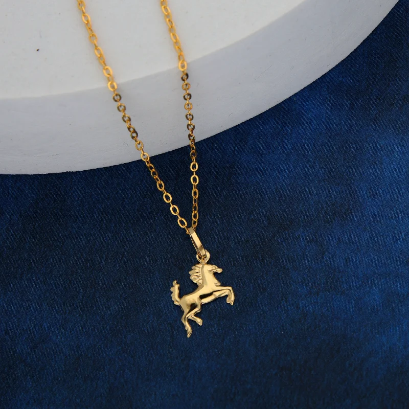 Ladies necklaces past shine chain -Gold Necklace (Chain with Horse Pendant) 18KT - FKJNKL18K9170