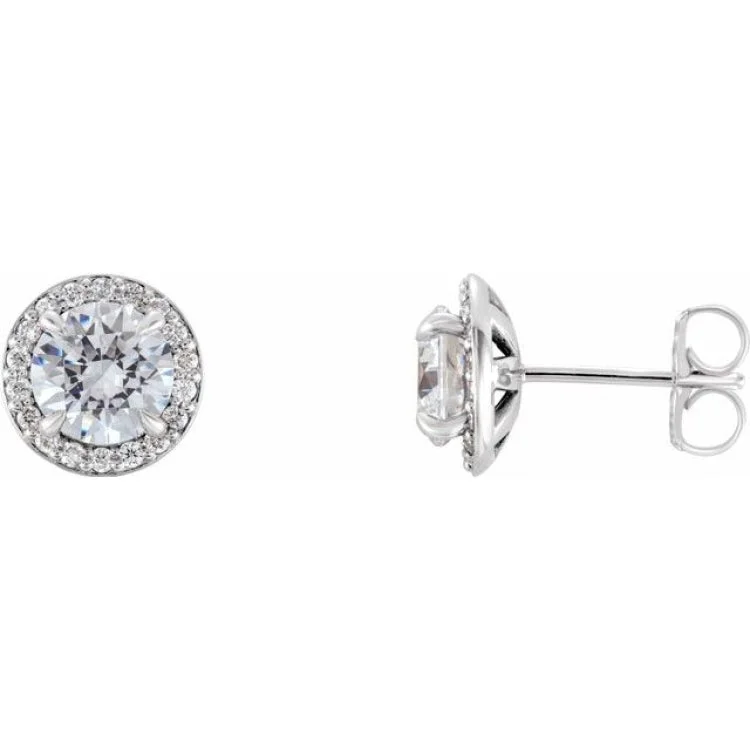 ladies earrings subtle elegance-Platinum 5/8 CTW Natural Diamond Halo-Style Earrings