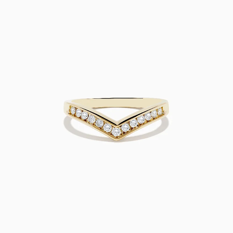 ladies rings milestone-14K Yellow Gold Contoured Diamond Band Ring