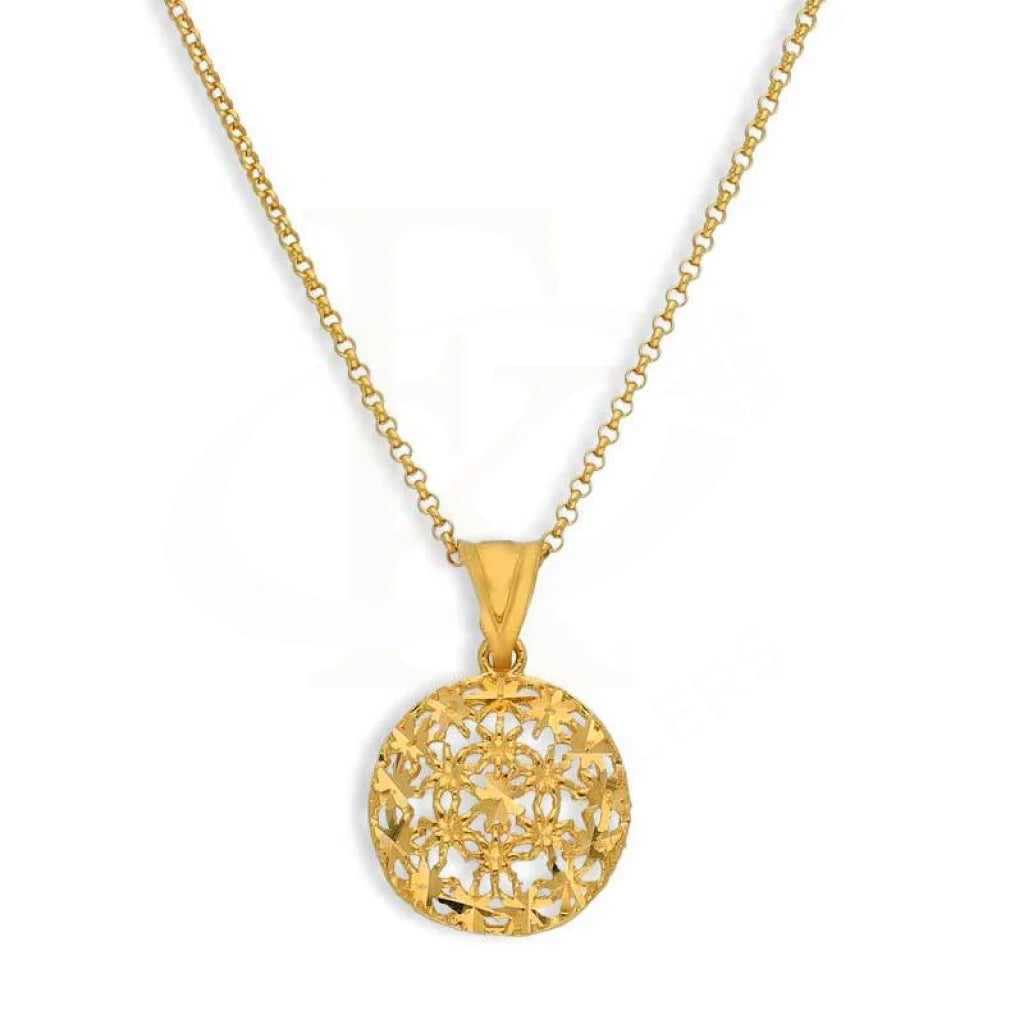 Ladies necklaces bloom shine -Gold Necklace (Chain with Round Shaped Pendant) 21KT - FKJNKL21K3078