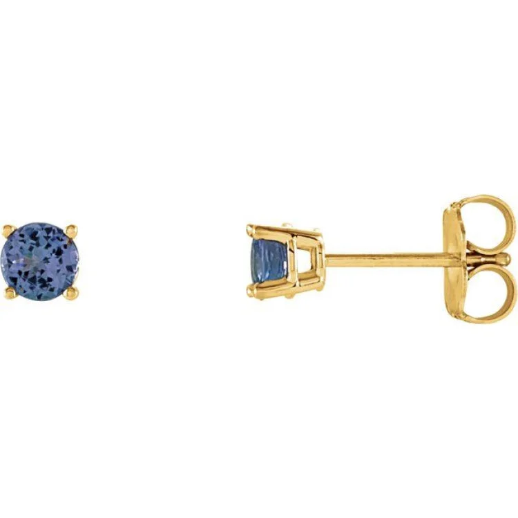 ladies earrings resale-14K Yellow 4 mm Natural Tanzanite Stud Earrings