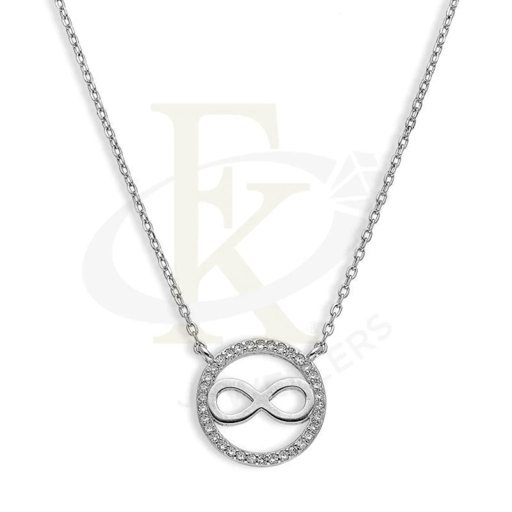 Ladies necklaces infinite radiance -Sterling Silver 925 Round Shaped Infinity Necklace - FKJNKLSL2588