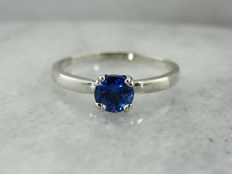 solitaire engagement rings -Sapphire Solitaire Platinum Engagement Ring