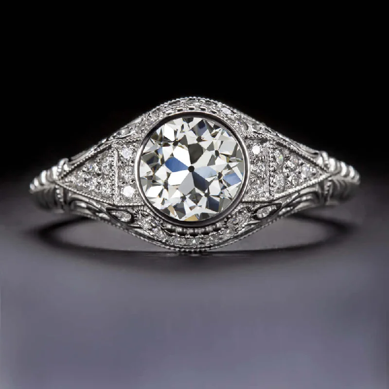 ethical engagement rings -1 CARAT OLD EUROPEAN CUT DIAMOND ENGAGEMENT RING VINTAGE STYLE GIA CERTIFIED