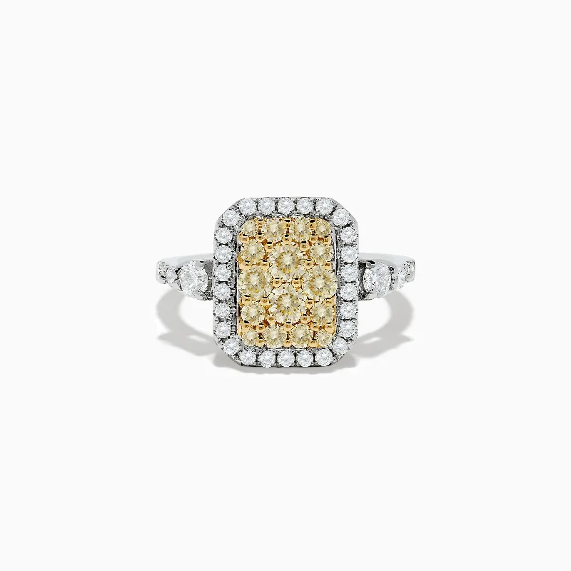 ladies rings gothic-Canare` 14K Two Tone Gold White and Yellow Diamond Ring