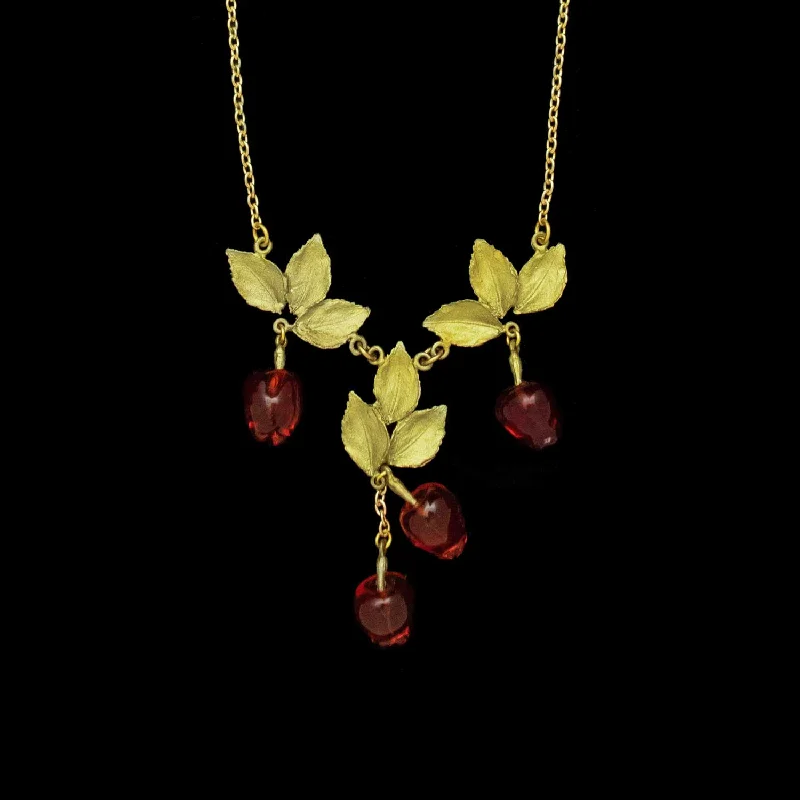 Ladies necklaces garnet charm -Delicious Apple Necklace