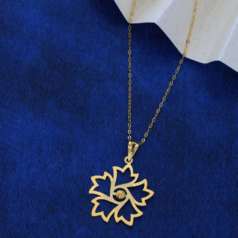 Ladies necklaces ever glow -Gold Necklace (Chain Round Leaf Pendant) 21KT - FKJNKL21KM9572