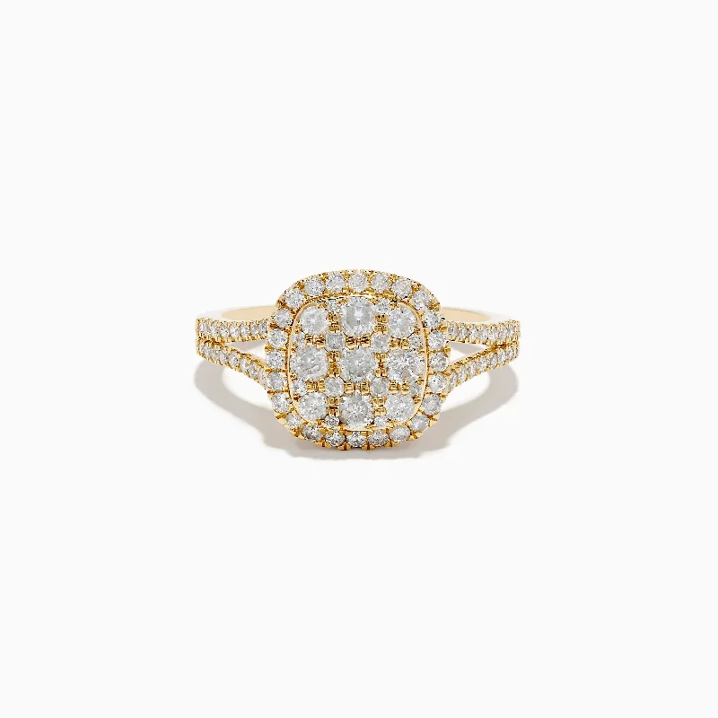 ladies rings channel-Pave Classica 14K Yellow Gold Square Diamond Ring 0.97 TCW