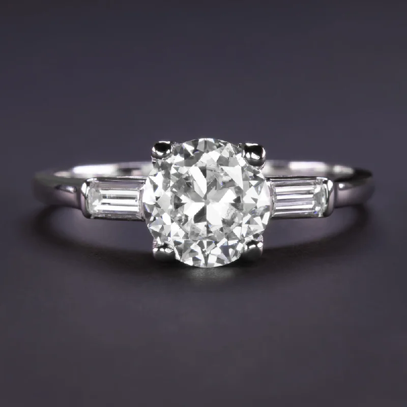 high-end engagement rings -1.23ct VINTAGE DIAMOND ENGAGEMENT RING CERTIFIED D-E SI OLD CUT PLATINUM ESTATE