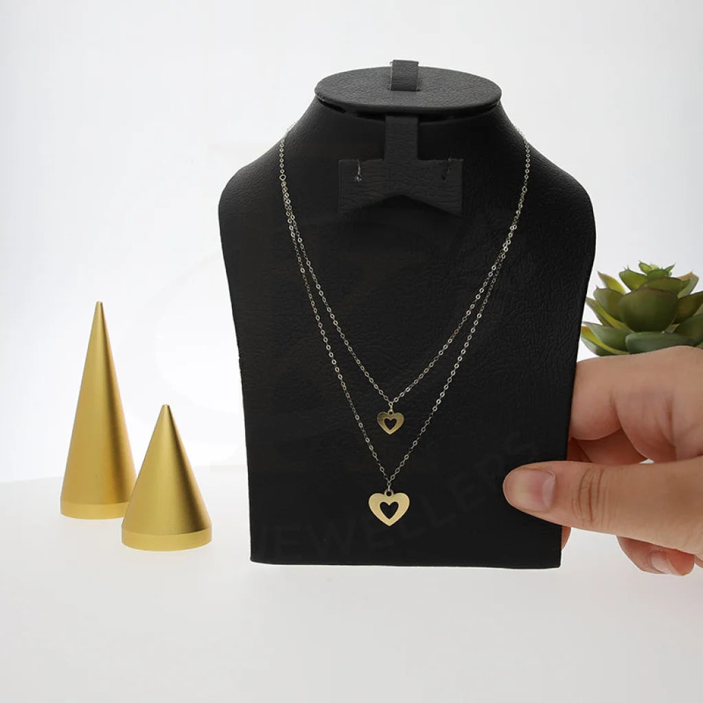 Ladies necklaces raw charm -Gold Double Heart Necklace 18KT - FKJNKL18KM5304