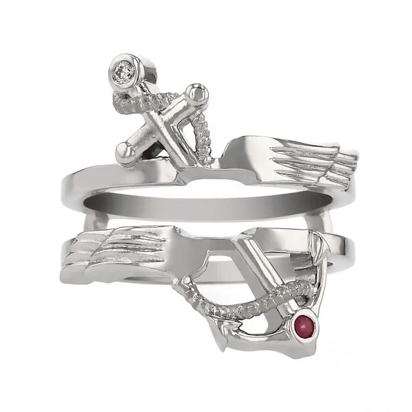 ladies rings industrial-Anchor and Wings Ring Guard