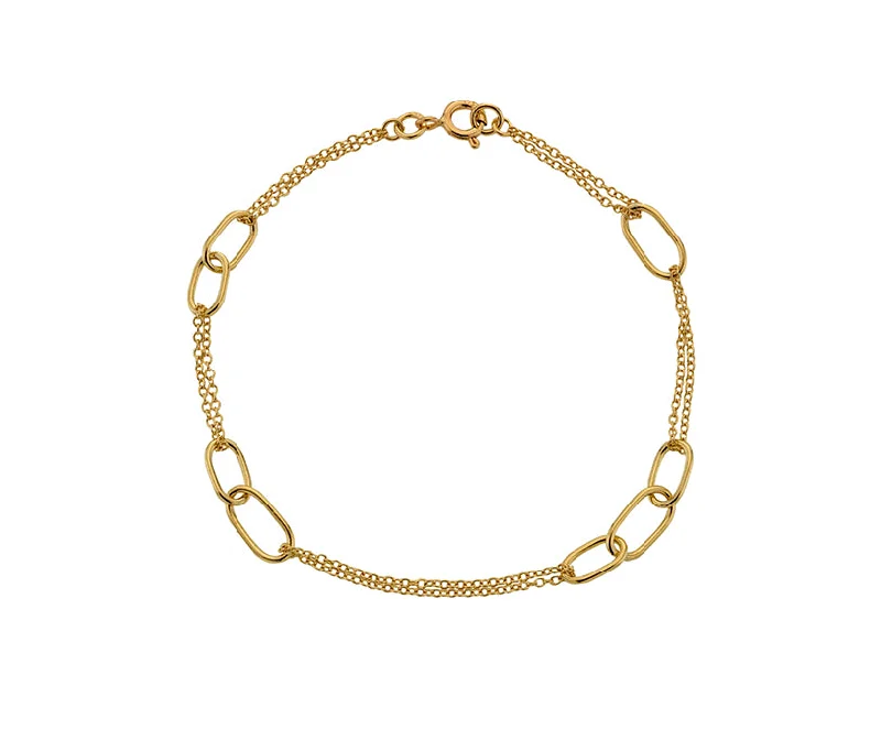 Ladies bracelets web shine band -9ct Yellow Gold Oblong Station Bracelet