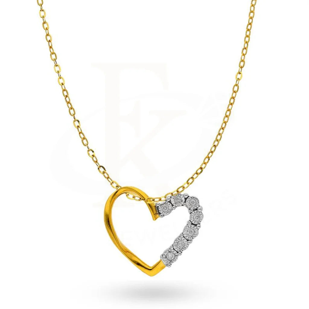 Ladies necklaces best glow -Diamond Necklace in Heart Shaped 18KT Gold - FKJNKL18K2007