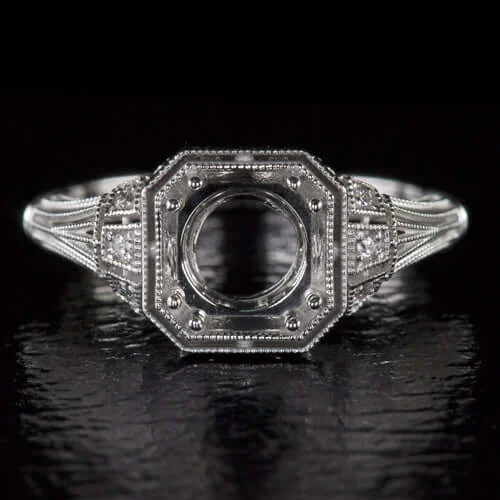 Gothic engagement rings -ART DECO 7m ROUND DIAMOND MOUNT ENGAGEMENT RING VINTAGE STYLE SETTING SQUARE 14K