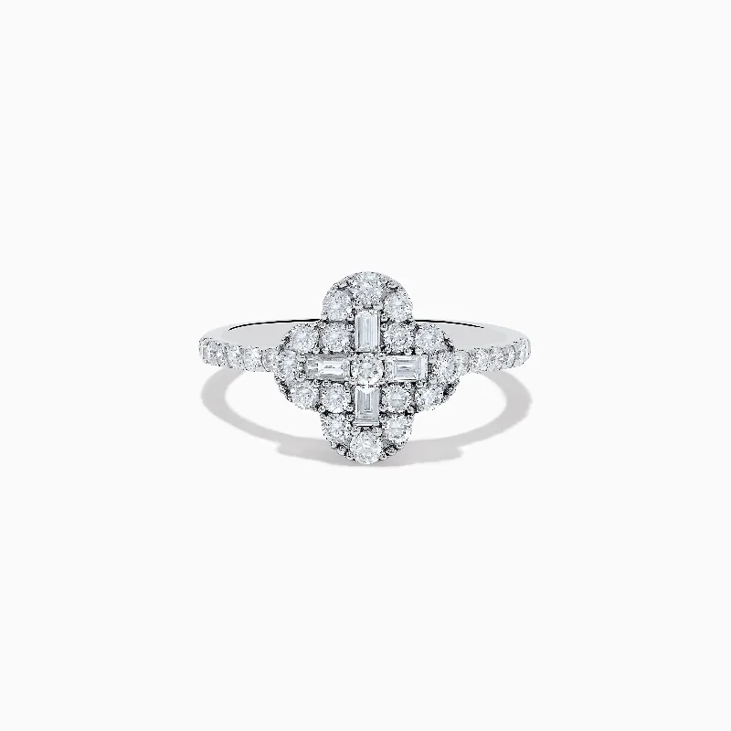 ladies rings monochrome-Classique 14K White Gold Diamond Ring