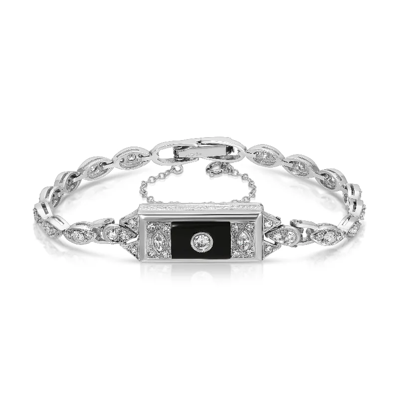 Ladies bracelets root radiance -1940s Estate Diamond Onyx Bracelet