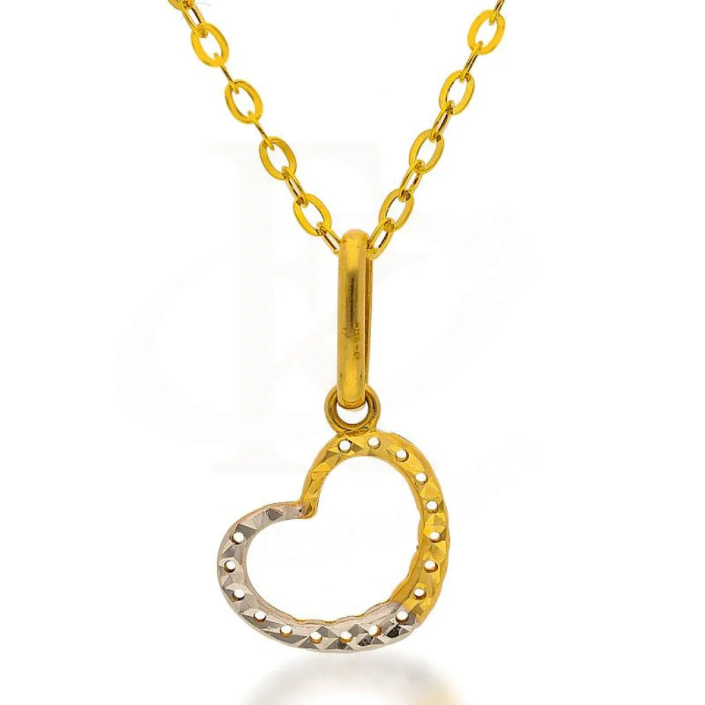 Ladies necklaces aquamarine shine -Gold Necklace (Chain with Dual Tone Heart Pendant) 18KT - FKJNKL18K2075