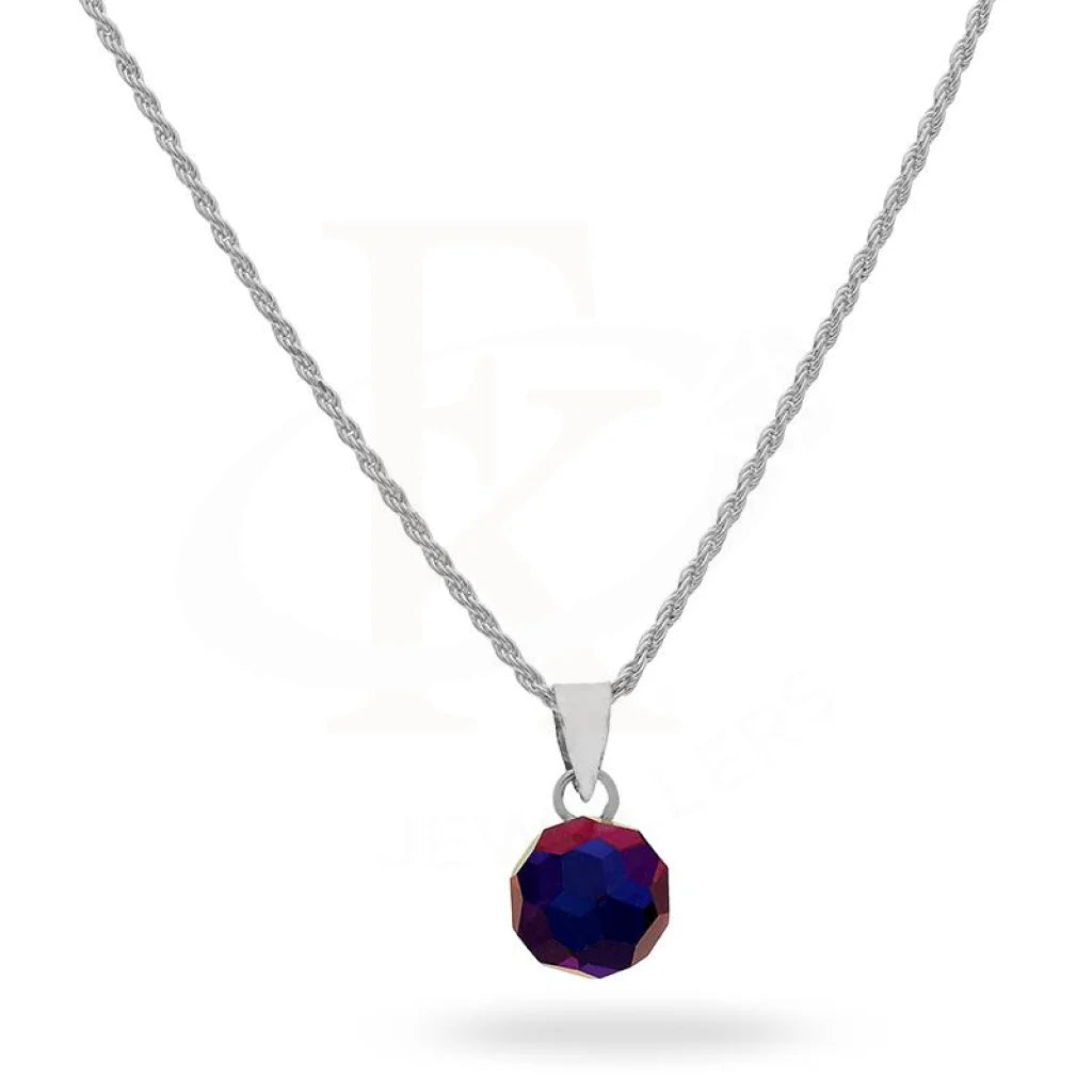 Ladies necklaces firm radiance -Sterling Silver 925 Necklace (Chain with Round Prism Pendant) - FKJNKLSL2190