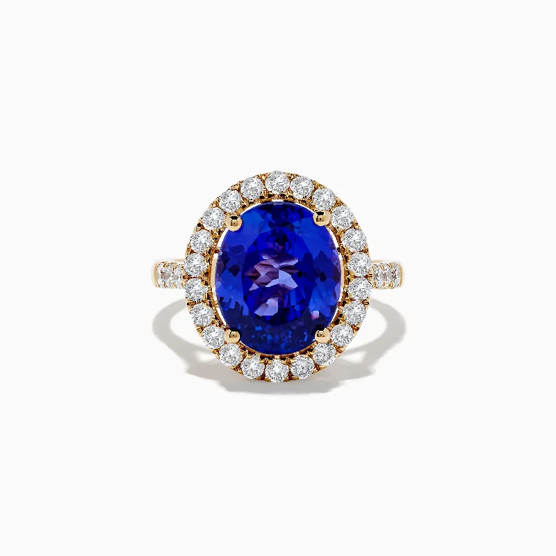 ladies rings everyday wear-Nahla Siri 14K Yellow Gold Tanzanite and Diamond Ring