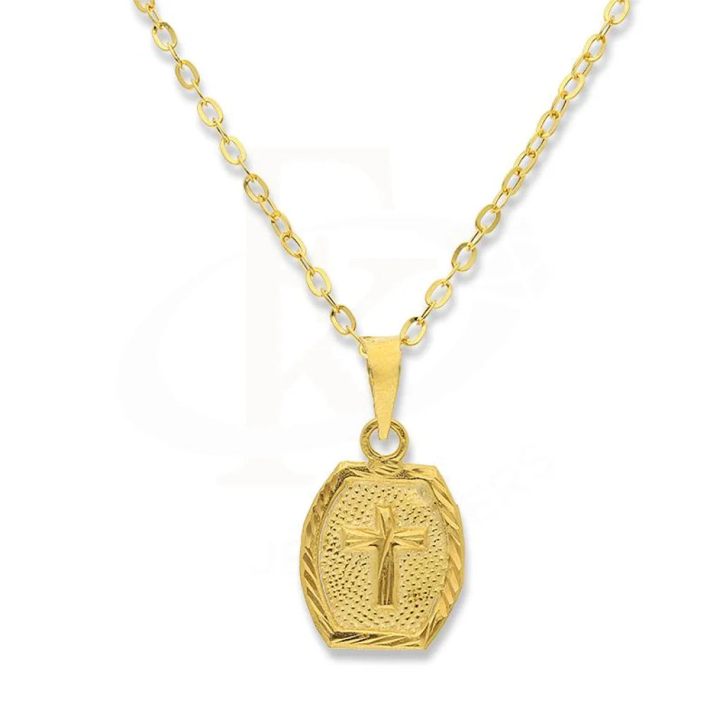 Ladies necklaces round gem chain -Gold Cross Necklace 18KT - FKJNKL1995