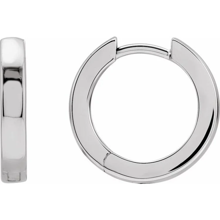 ladies earrings discount-14K White 16 mm Hinged Hoop Earrings